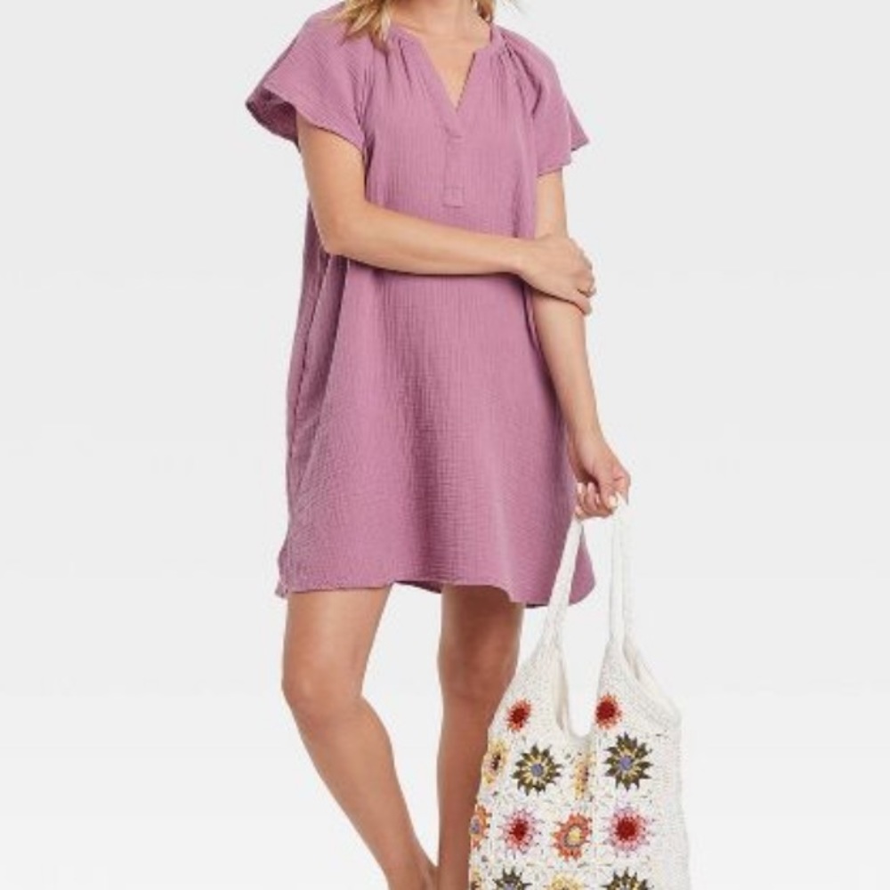 Flutter Short Sleeve Woven Dress